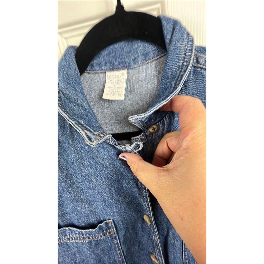 Lands End Denim Midi Dress Vintage Grunge Cottagecore Boho Blue Cotton Size 10 - Picture 6 of 8